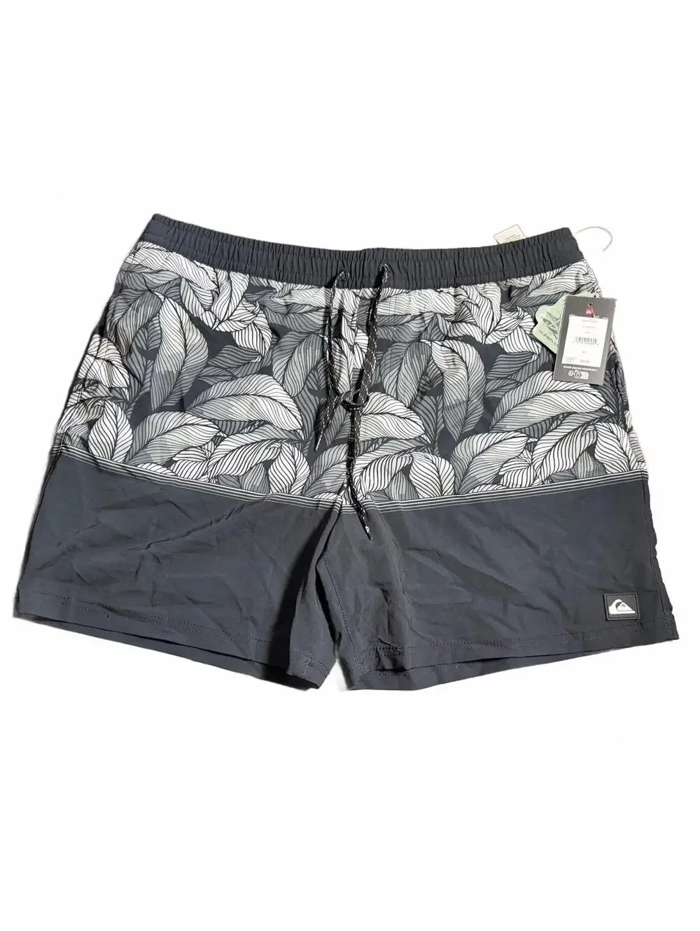 QUICKSILVER men’s anthracite draw string front swim trunks shorts $60 NWT